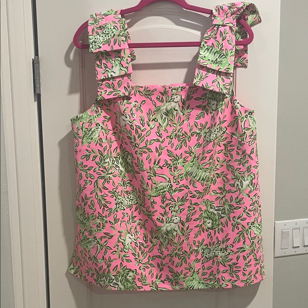 Pink Floral Tie-Shoulder Tank Top
